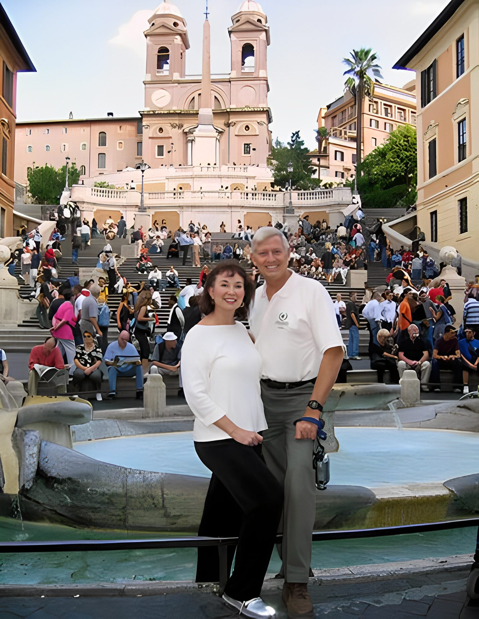 Couple posing at the Spanish Steps, Rome.