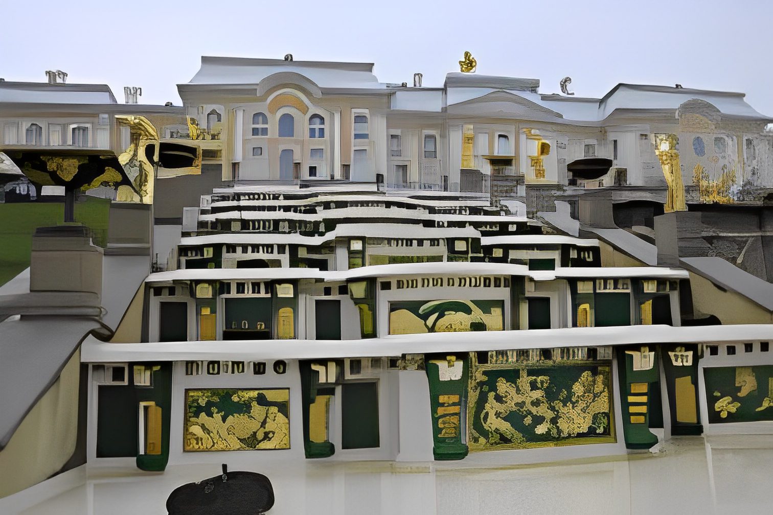 Ornate building with gold accents and decorations.