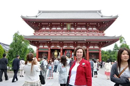 Tourists at Senso-ji Temple in Tokyo.