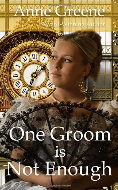 Woman with fan in front of clock.