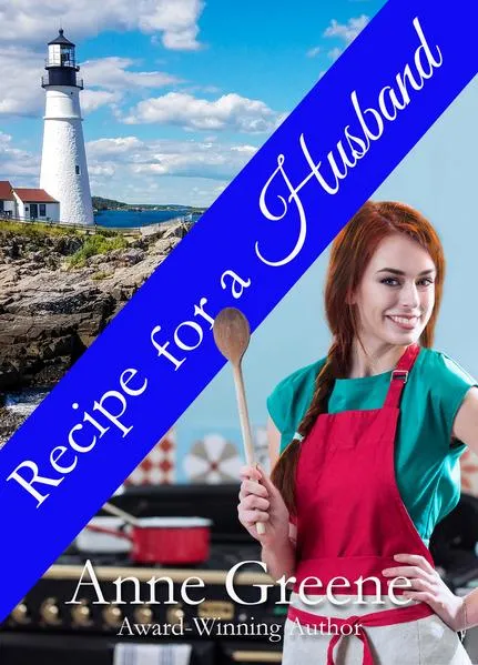 Woman with spoon, lighthouse background, book cover.