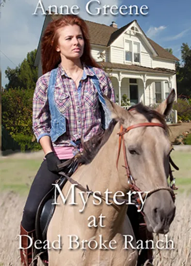 Woman on horse in front of house.