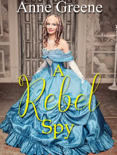 Woman in blue gown on book cover.